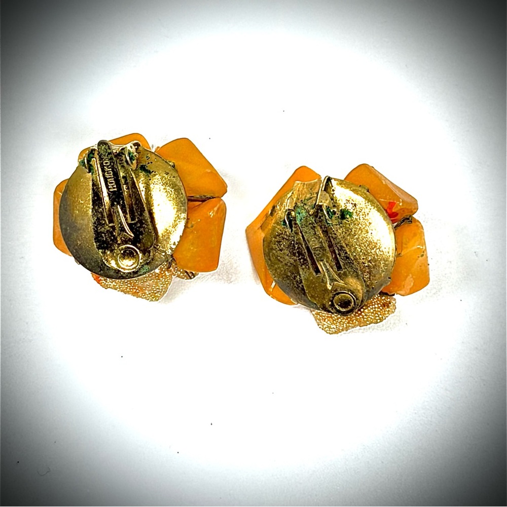 Source Unknown Orange Cluster Earrings - image 2